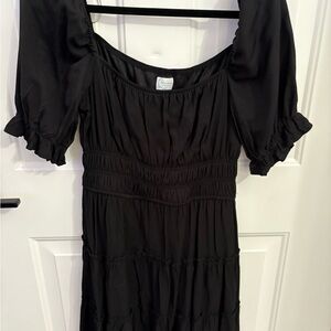 Francesca’s Blue Rain Black Puff Sleeve Dress